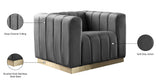 Marlon Velvet Chair - Luxurious Comfort with Channel Tufting and Elegant Brushed Gold Base Design