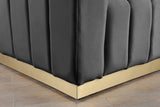 Marlon Velvet Loveseat - Chic Channel Tufted Seating with Gold Stainless Steel Base for Modern Homes
