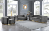 Marlon Velvet Sofa - Luxurious Channel Tufted Seating with Brushed Gold Base for Modern Elegance
