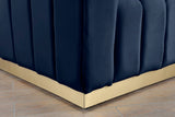 Marlon Velvet Chair - Luxurious Comfort with Channel Tufting and Elegant Brushed Gold Base Design