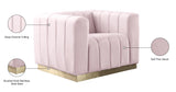 Marlon Velvet Chair - Luxurious Comfort with Channel Tufting and Elegant Brushed Gold Base Design
