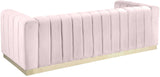 Marlon Velvet Sofa - Luxurious Channel Tufted Seating with Brushed Gold Base for Modern Elegance