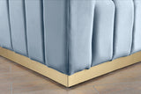 Marlon Velvet Loveseat - Chic Channel Tufted Seating with Gold Stainless Steel Base for Modern Homes