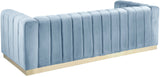 Marlon Velvet Sofa - Luxurious Channel Tufted Seating with Brushed Gold Base for Modern Elegance