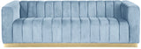 Marlon Velvet Sofa - Luxurious Channel Tufted Seating with Brushed Gold Base for Modern Elegance
