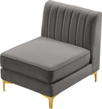 Alina Modular Contemporary Armless Chair with Deep Channel Tufting – Stylish & Customizable Seating