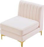 Alina Modular Contemporary Armless Chair with Deep Channel Tufting – Stylish & Customizable Seating