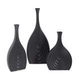 Black Onion Tapered Low Ceramic Vase