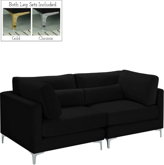 Julia Contemporary Modular Sofa - Soft Velvet Comfort with Customizable Gold & Chrome Legs