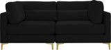 Julia Contemporary Modular Sofa - Soft Velvet Comfort with Customizable Gold & Chrome Legs