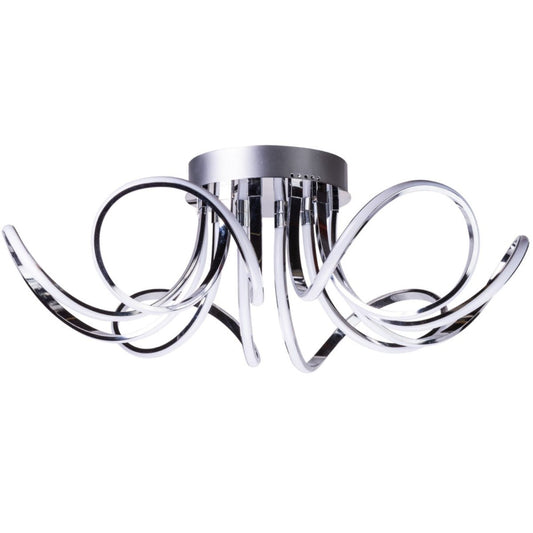 6  Petal Flower Dimmable LED Flush Mount Lamp // Chrome