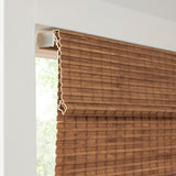 Bamboo Light Filtering Roman Shade 64"L, Teak