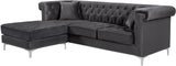 Damian Contemporary 2-Piece Reversible Sectional with Plush Seating and Stylish Chrome Accents
