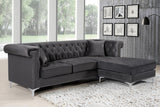 Damian Contemporary 2-Piece Reversible Sectional with Plush Seating and Stylish Chrome Accents