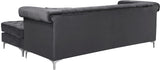Damian Contemporary 2-Piece Reversible Sectional with Plush Seating and Stylish Chrome Accents