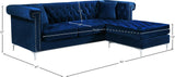 Damian Contemporary 2-Piece Reversible Sectional with Plush Seating and Stylish Chrome Accents