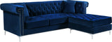Damian Contemporary 2-Piece Reversible Sectional with Plush Seating and Stylish Chrome Accents