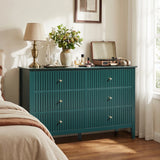 Modern Green Fluted Dresser with 6 Drawers