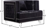 Lucas Acrylic Contemporary Chair with Tufted Velvet Upholstery and Elegant Nailhead Design