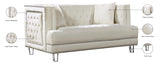 Lucas Acrylic Contemporary Loveseat with Tufted Velvet, Nailhead Trim, and Chic Clear Legs for Elegance