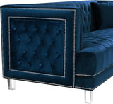 Lucas Acrylic Contemporary Loveseat with Tufted Velvet, Nailhead Trim, and Chic Clear Legs for Elegance
