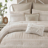 7 Piece Shabby Chic Comforter Set, Neutral