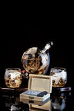Whiskey Decanter Globe Set with 2 Etched Whiskey Glasses - 850ml