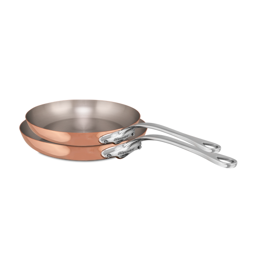 Mauviel M'Heritage M'150 S 2-Piece Copper Frying Pan Set With Cast Stainless Steel Handles