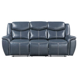 Sloane Upholstered Padded Arm Reclining Sofa Blue