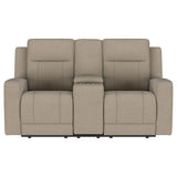 Brentwood Upholstered Motion Reclining Loveseat Taupe