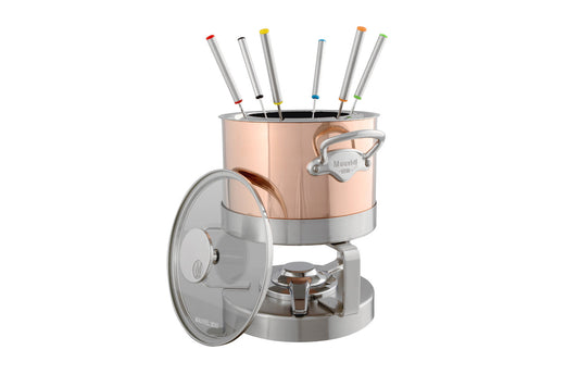 Mauviel M'Heritage M'150 S Copper Fondue Set With Stainless Steel Base, 3.4-Qt
