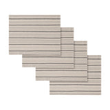 French Home Set of 4 Black and Cream Multi-Striped Placemats
