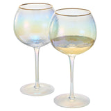 Iridescent Lustered Hammered Wine Glasses - Set of 2