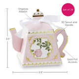 Pink Teapot Favor Box Set of 24 for Events