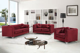 Isabelle Contemporary Velvet Loveseat with Chrome Legs - Luxurious Seating for Modern Homes