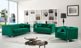 Isabelle Contemporary Velvet Loveseat with Chrome Legs - Luxurious Seating for Modern Homes