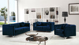 Isabelle Contemporary Velvet Loveseat with Chrome Legs - Luxurious Seating for Modern Homes