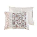 6 Piece Cotton Percale Quilt Set with Throw Pillows, Blush