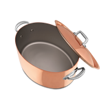 Mauviel M'Heritage M'150 S Copper Oval Stewpan With Lid, Cast Stainless Steel Handles, 7.2-Qt