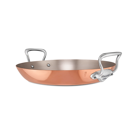 Mauviel M'Heritage M'150 S Copper Paella Pan With Cast Stainless Steel Handle, 13.8-In