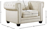 Bowery Contemporary Chair with Tufted Velvet Upholstery, Chrome Nailheads, and Cozy Throw Pillows