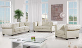 Bowery Velvet Contemporary Sofa with Plush Tufted Design, Nailhead Trim, and Throw Pillows Included