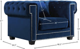 Bowery Contemporary Chair with Tufted Velvet Upholstery, Chrome Nailheads, and Cozy Throw Pillows