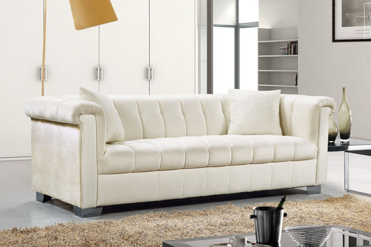 Kayla Velvet Contemporary Sofa – Luxurious Design with Chrome Legs & Cozy Pillows for Your Living Space