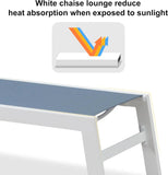 PURPLE LEAF Outdoor Chaise Lounge Chairs Set of 2 White Aluminum Lounge Chair Five-Position Adjustable Chaise with Wheels and Table for Pool Deck Patio
