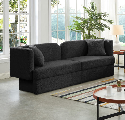 Marcel Contemporary Sofa with Curved Back Design, Plush Comfort, and Elegant Boucle Fabric Finish