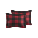 Wholesale Faux Fur Down Alternative Comforter Set, Red Buffalo Check