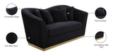 Arabella Contemporary Loveseat with Gold Accents and Curved Back Design for Elegant Living Spaces