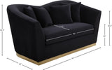 Arabella Contemporary Loveseat with Gold Accents and Curved Back Design for Elegant Living Spaces