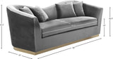 Arabella Contemporary Sofa with Gold Accents, Curved Back Design & Cozy Throw Pillows for Relaxation
